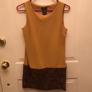70’s inspired mustard/ faux leather shift dress